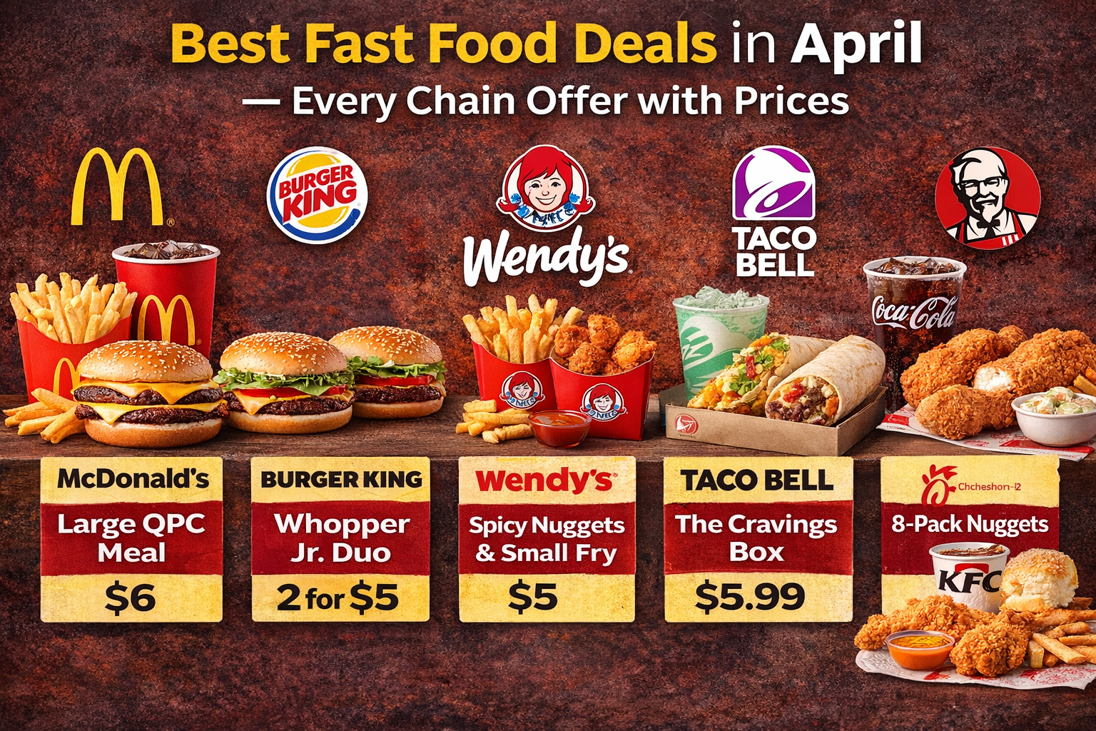 best fast food deals April 2026 prices and offers