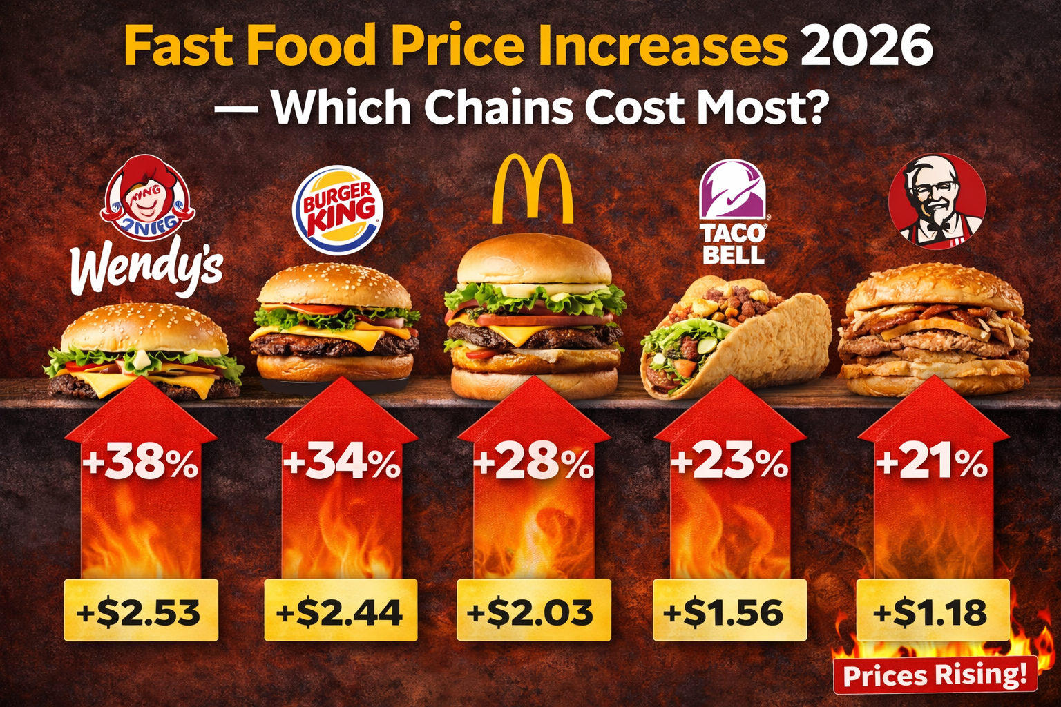 fast food price increases 2026 which chains cost most