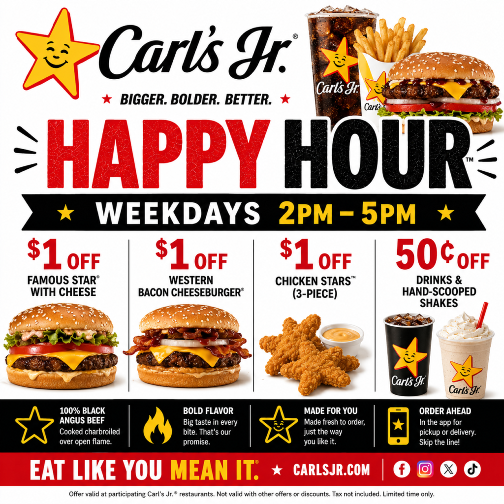 Carls Jr Happy Hours 2026