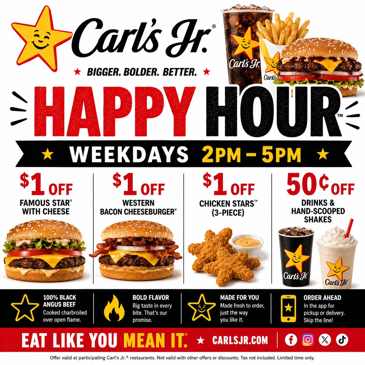 Carls Jr Happy Hours 2026