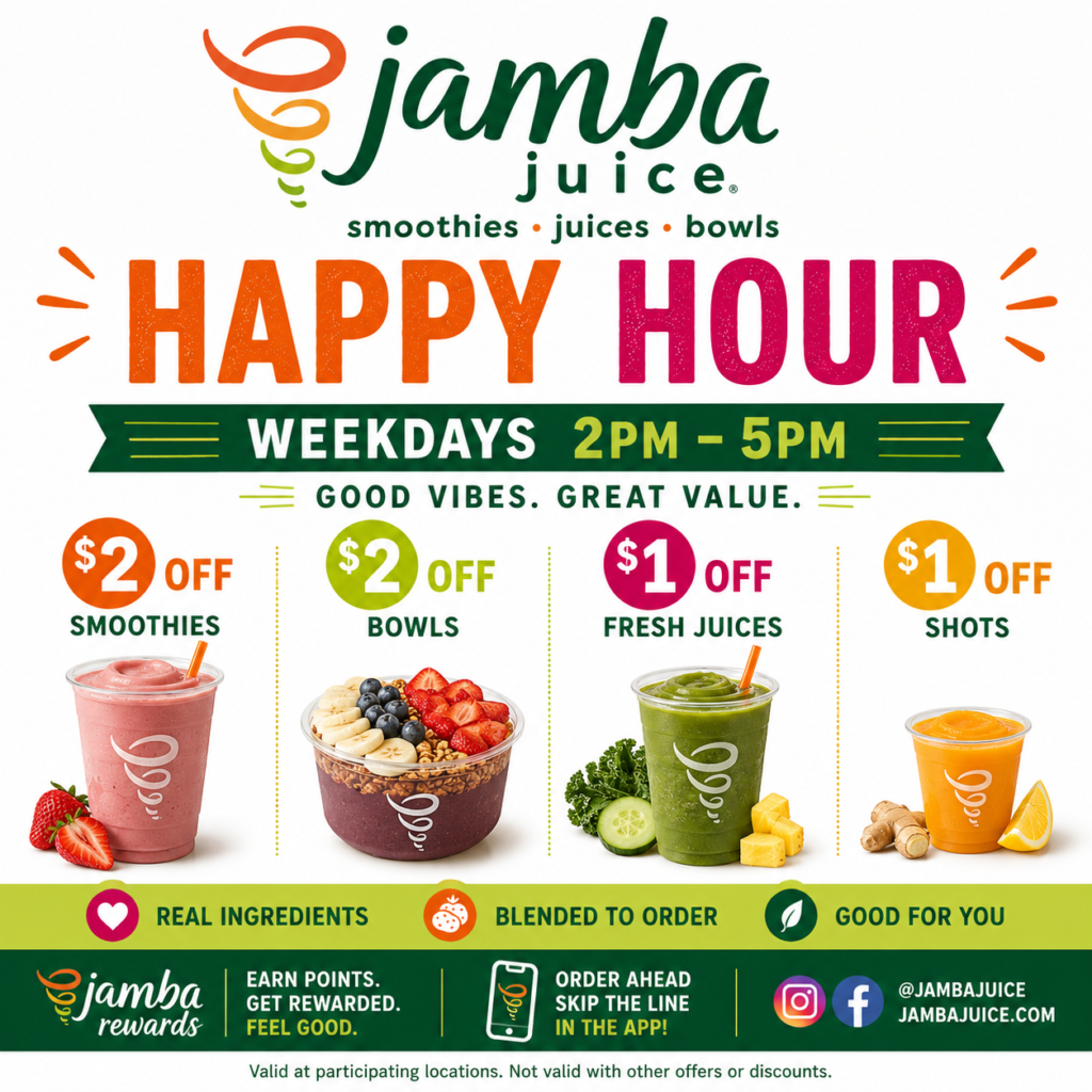 Jamba Juice Happy Hours Updated 2026