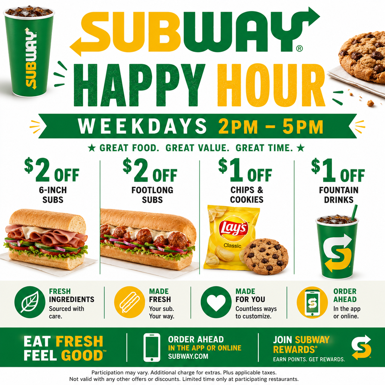 Subway Happy Hours Updated 2026